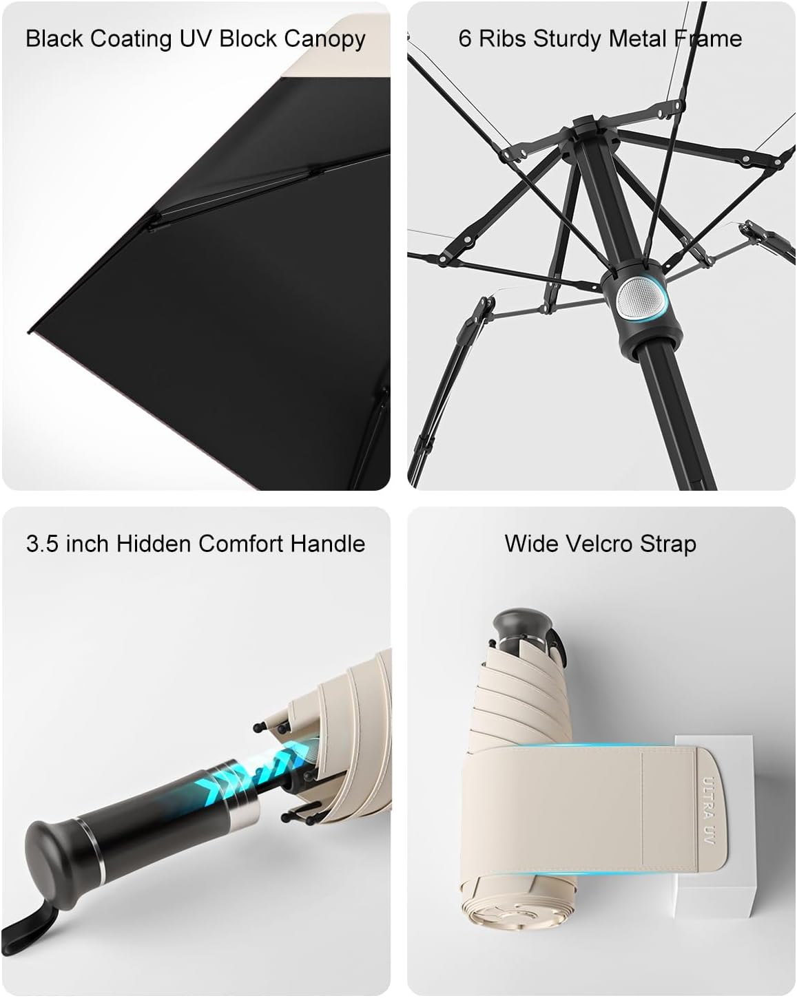 Mucat Mini Travel Umbrella with Retractable Handle