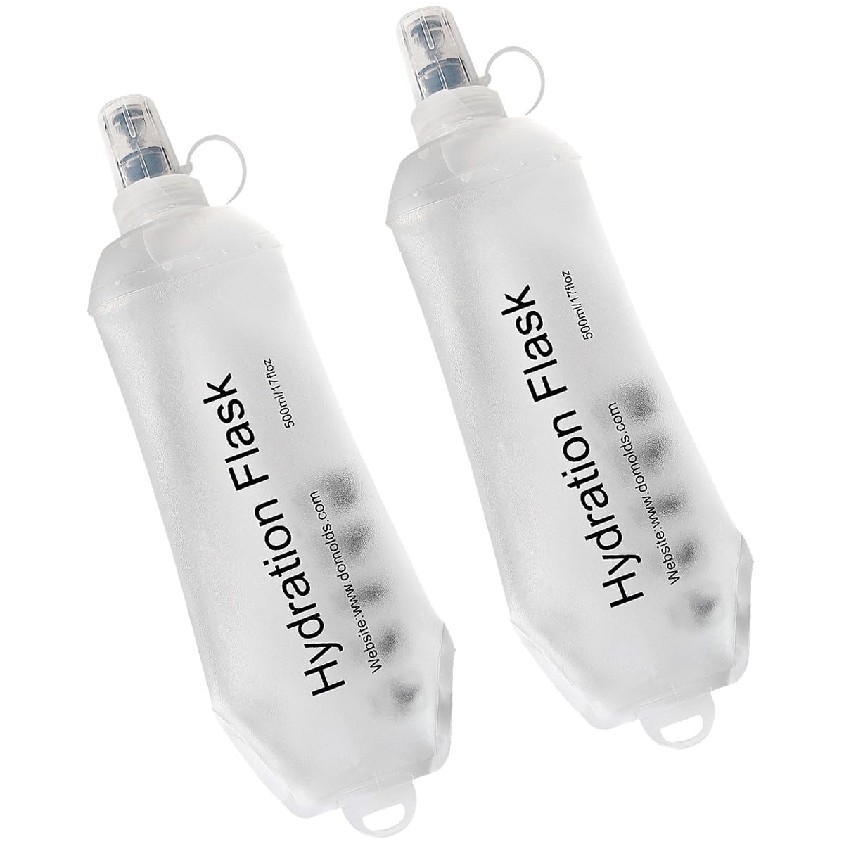 WILDREEDS 500ml Soft Flask, TPU Collapsible Soft Water Bottle for Hydration Pack, Running Vest, Folding Water Bottle for Hiking Cycling Climbing-2Pcs, Blue