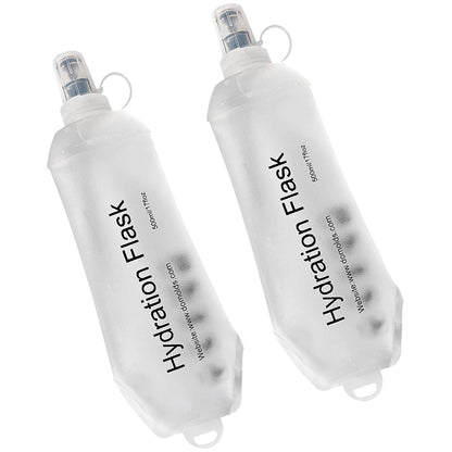 WILDREEDS 500ml Soft Flask, TPU Collapsible Soft Water Bottle for Hydration Pack, Running Vest, Folding Water Bottle for Hiking Cycling Climbing-2Pcs, Blue