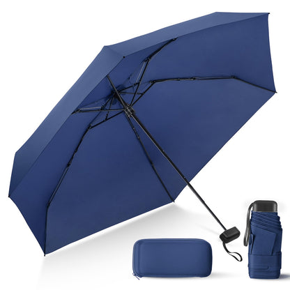 Mini Umbrella for Travel with Case Small Compact Sun Rain Tiny for Purse