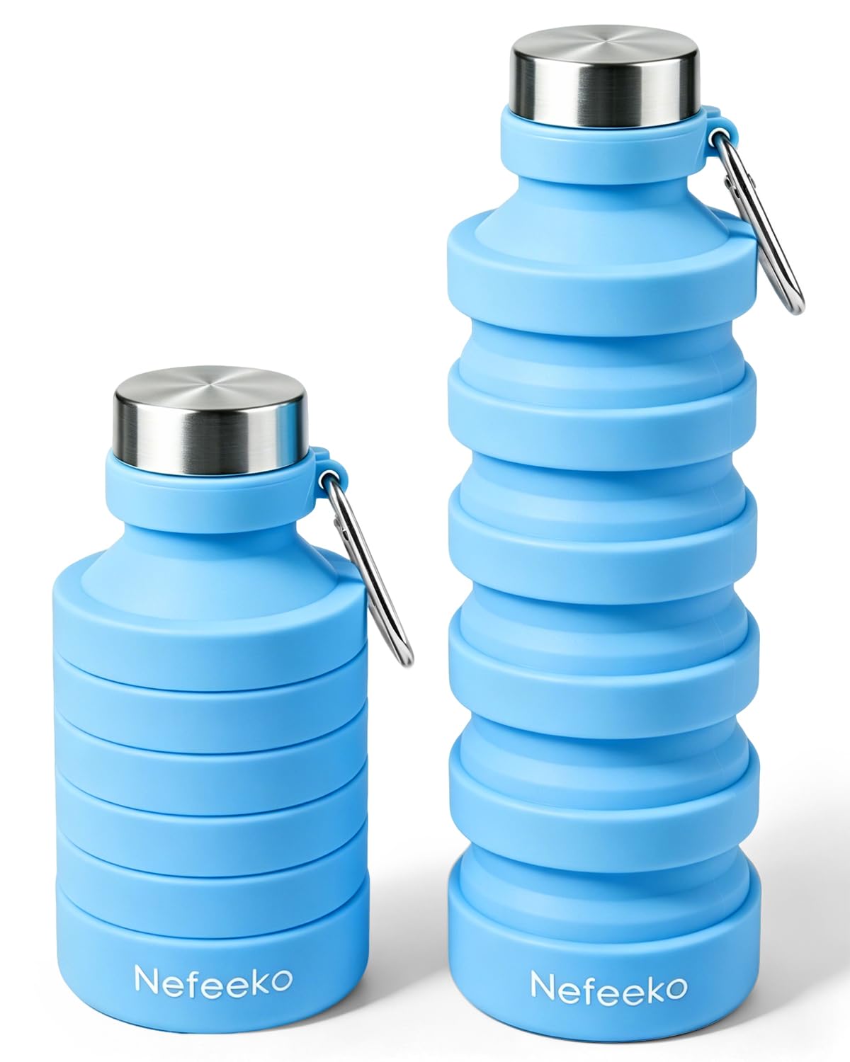 Nefeeko Collapsible Water Bottle, Reuseable BPA Free Silicone Water Bottles