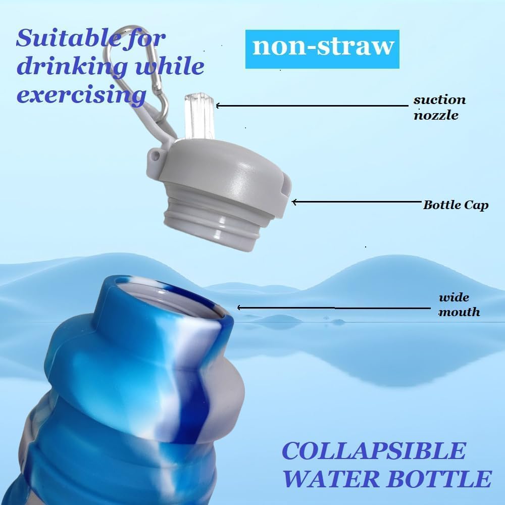 Collapsible water bottles 2 Pack with brush 500ml (Black+Pink)