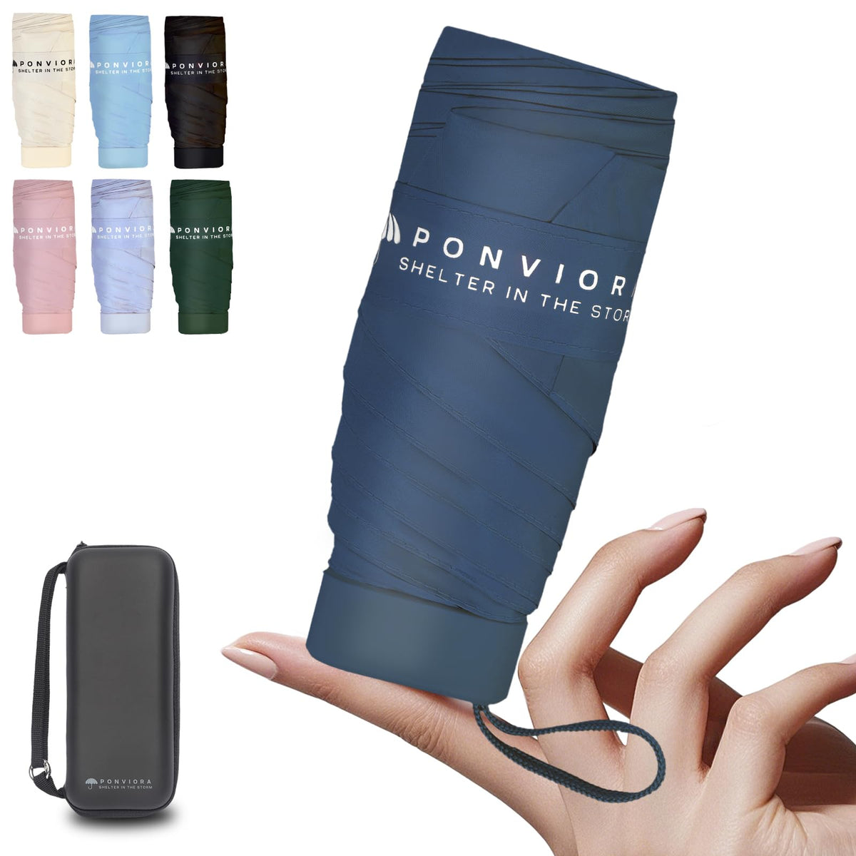 Compact Mini Windproof Travel Umbrella-UPF 50+ Sun & Rain Protection, Small Folding Design Fits in Pocket or Purse, Lightweight Portable with Case for Women, Men & Kids