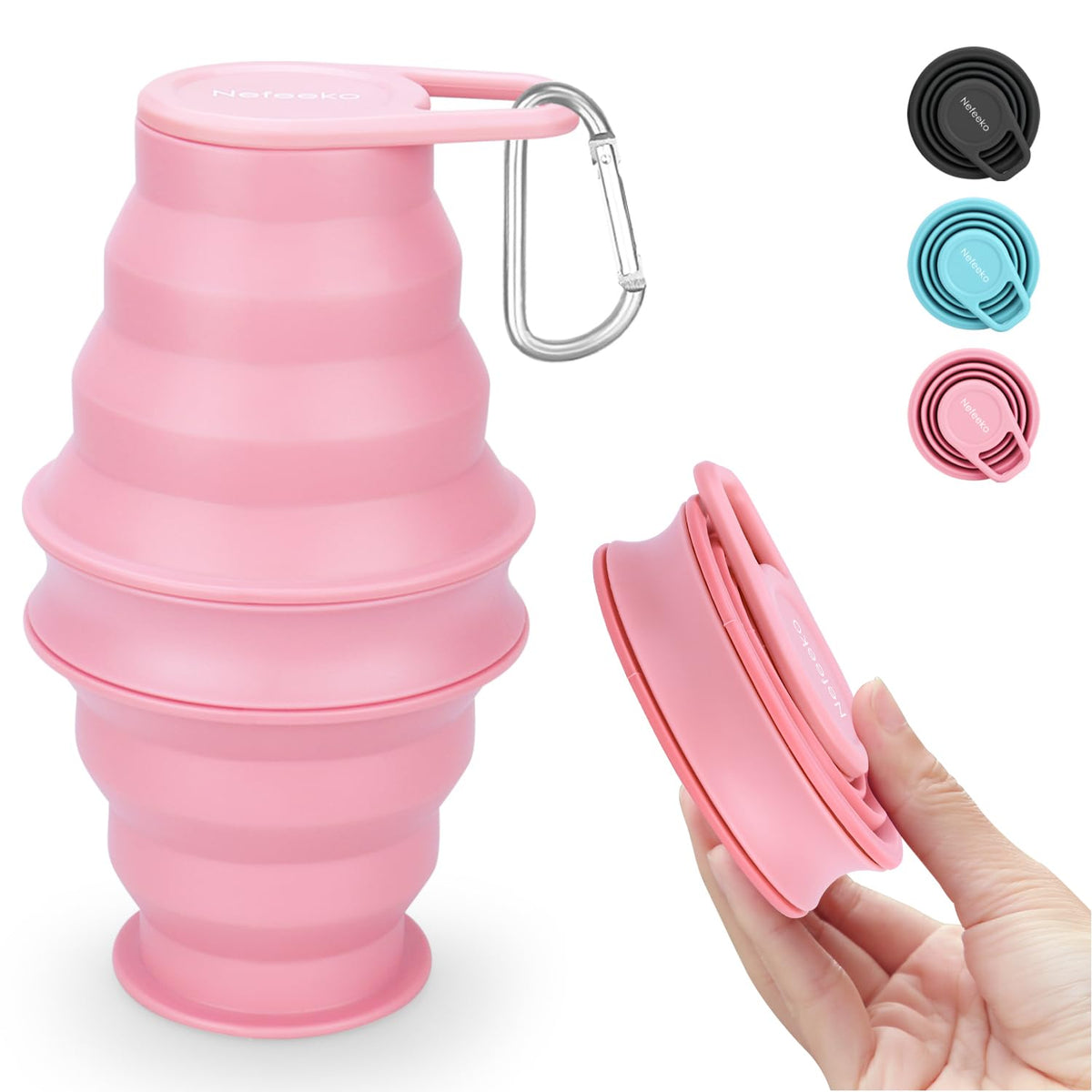 Nefeeko Collapsible Water Bottle, BPA Free Silicone Foldable Water Bottles