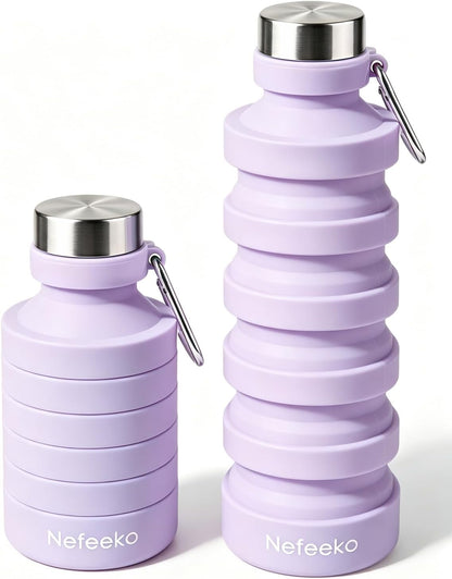 Nefeeko Collapsible Water Bottle, Reuseable BPA Free Silicone Water Bottles