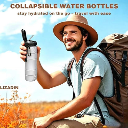 Collapsible Water Bottles 22oz with Straw 2Pack Travel (Blue+Pink)