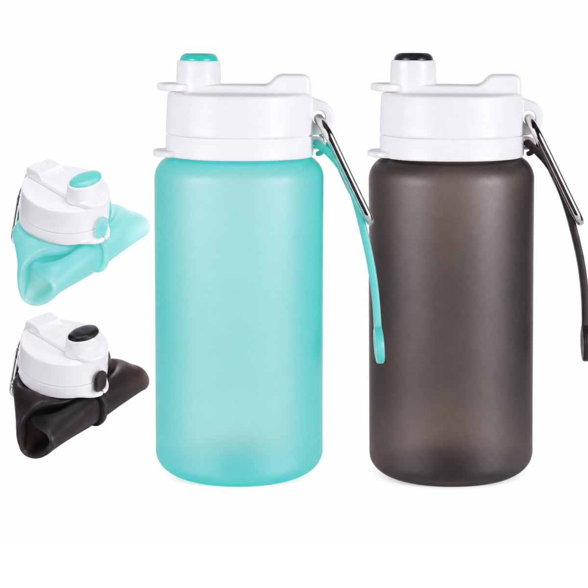 LemonRoad 2 Pcs 19 oz Silicone Collapsible Water Bottle, Pink Green