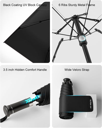 Mucat Mini Travel Umbrella with Retractable Handle