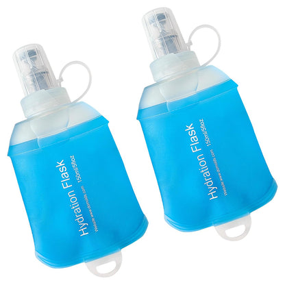 WILDREEDS 500ml Soft Flask, TPU Collapsible Soft Water Bottle for Hydration Pack, Running Vest, Folding Water Bottle for Hiking Cycling Climbing-2Pcs, Blue