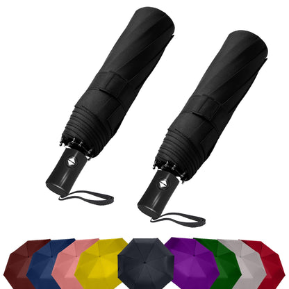 SIEPASA Compact Travel Umbrella - Windproof Auto Open/Close, Small Folding Umbrella for Rain - Lightweight & Durable with Fiberglass Frame, Waterproof Canopy - Fits Backpack, Purse, Suitcase. (Black)
