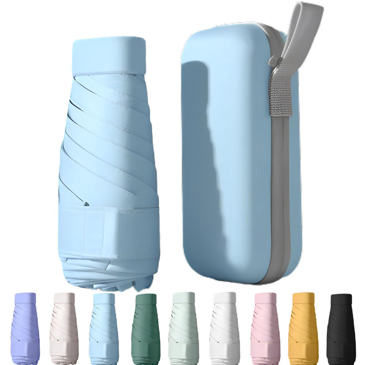 Mini Travel Sun Umbrella for Purse, UPF 50+ with Case
