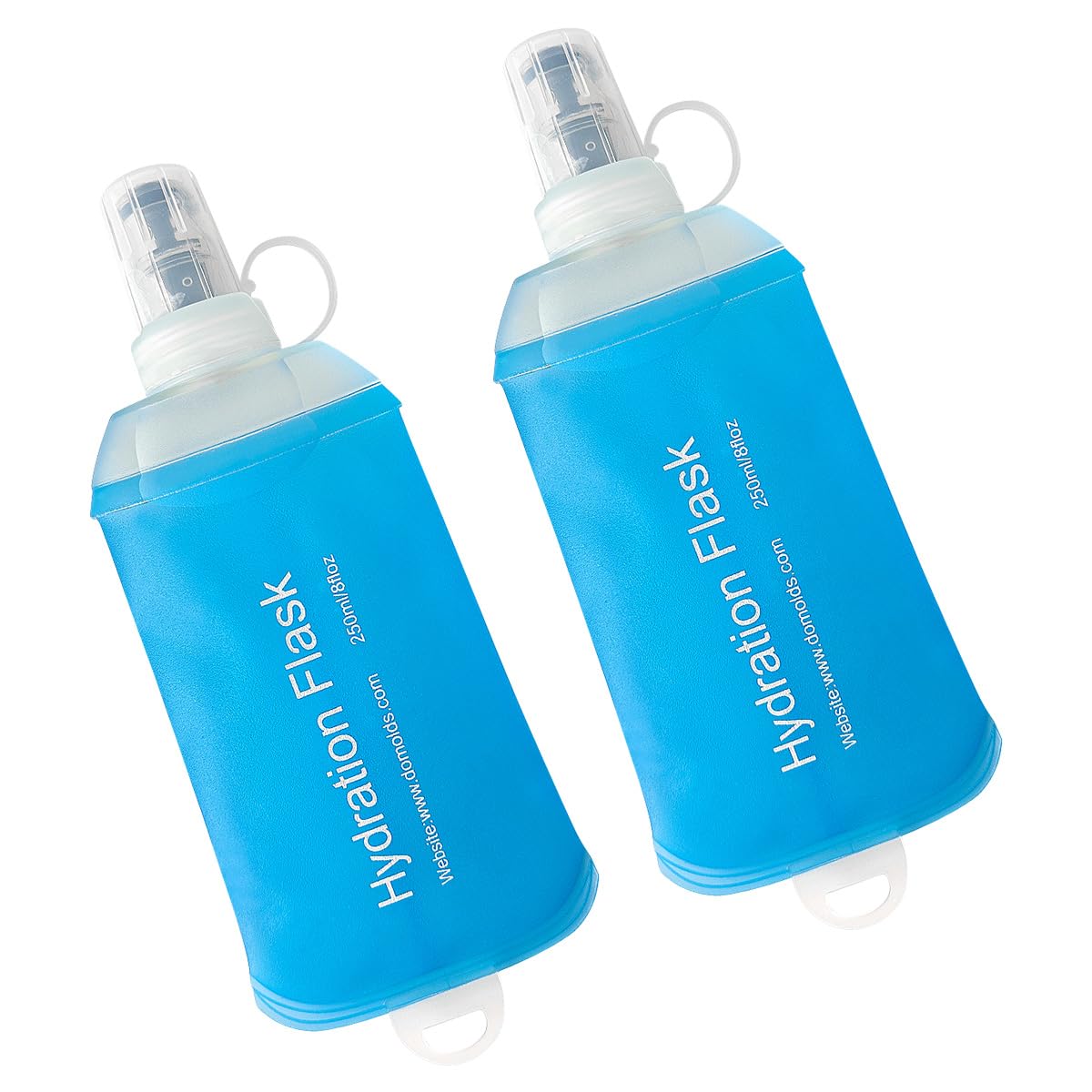 WILDREEDS 500ml Soft Flask, TPU Collapsible Soft Water Bottle for Hydration Pack, Running Vest, Folding Water Bottle for Hiking Cycling Climbing-2Pcs, Blue