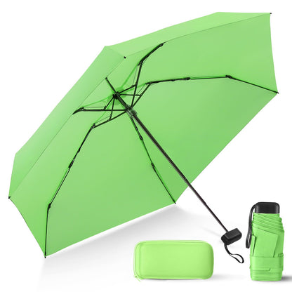 Mini Umbrella for Travel with Case Small Compact Sun Rain Tiny for Purse