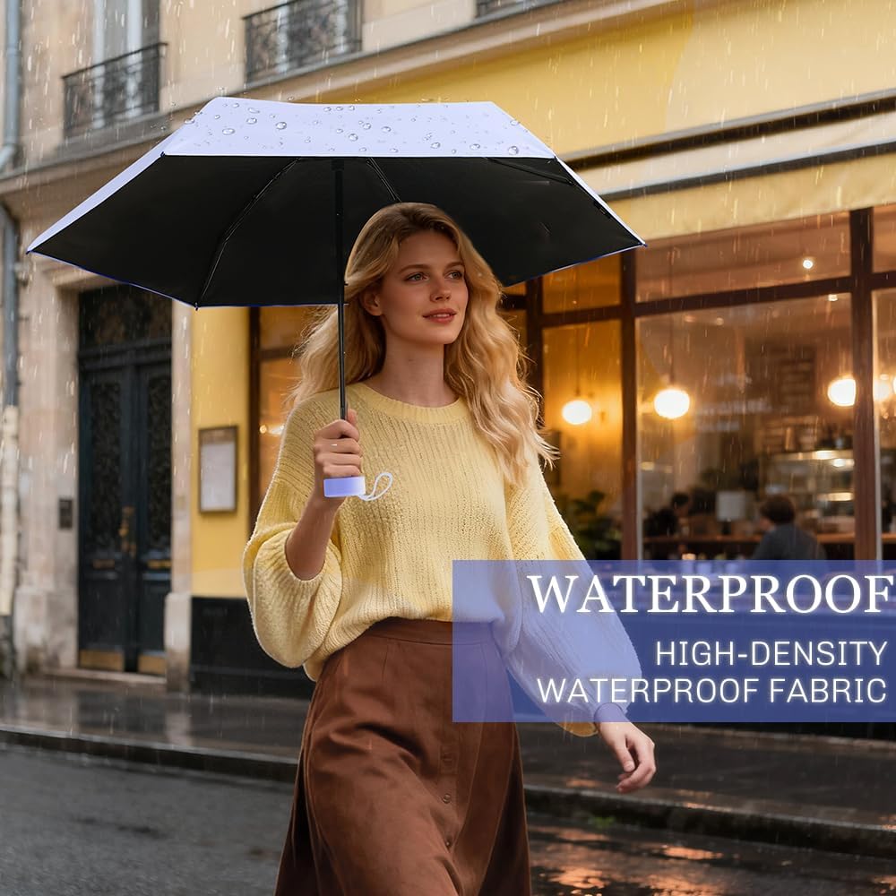 TOPSAIL Mini Umbrella for Travel, UPF 50+ UV Sun & Rain Protection, Compact 6k Folding Pocket Umbrella with Case for Purse, Backpack