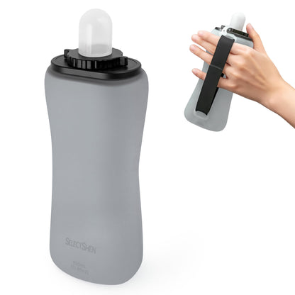 Handheld Running Water Bottle, Collapsible Silicone Foldable 350mL