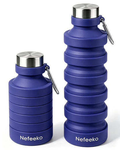 Nefeeko Collapsible Water Bottle, Reuseable BPA Free Silicone Water Bottles