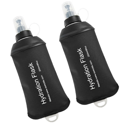 WILDREEDS 500ml Soft Flask, TPU Collapsible Soft Water Bottle for Hydration Pack, Running Vest, Folding Water Bottle for Hiking Cycling Climbing-2Pcs, Blue