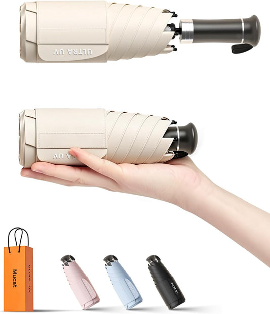 Mucat Mini Travel Umbrella with Retractable Handle