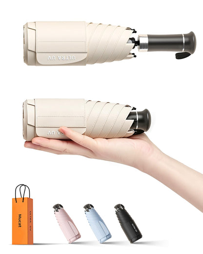 Mucat Mini Travel Umbrella with Retractable Handle