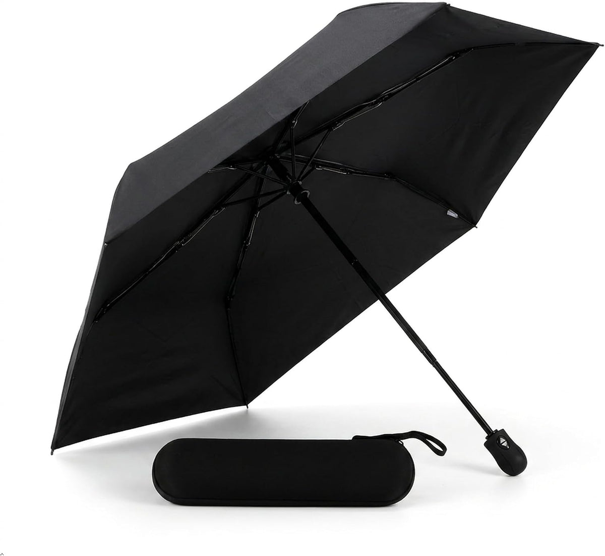 GAOYAING Compact Auto Travel Umbrella - 10.3" Folded, UPF 50+ UV Protection, Lightweight 9.3oz with Case