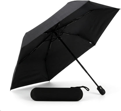 GAOYAING Compact Auto Travel Umbrella - 10.3" Folded, UPF 50+ UV Protection, Lightweight 9.3oz with Case