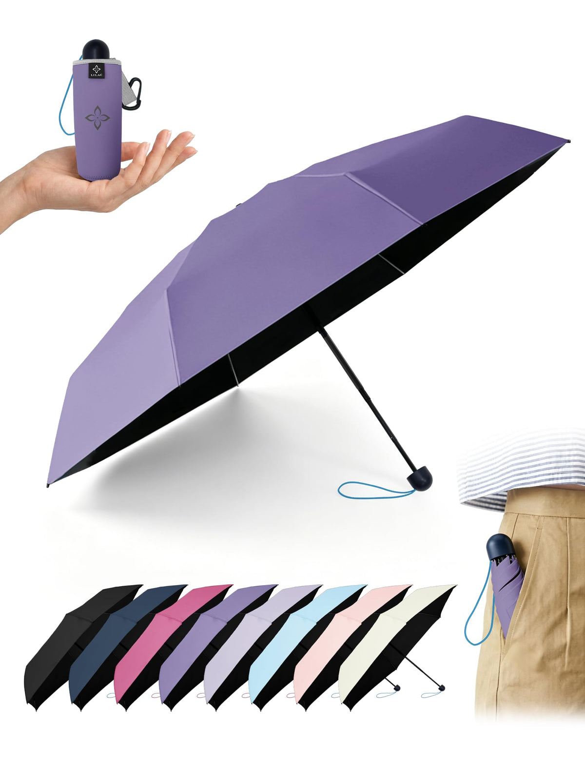 Mini Umbrella for Travel UPF 100+ UV Sun Compact for Purse Backpack