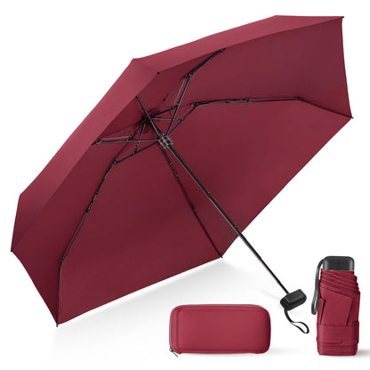 Mini Umbrella for Travel with Case Small Compact Sun Rain Tiny for Purse