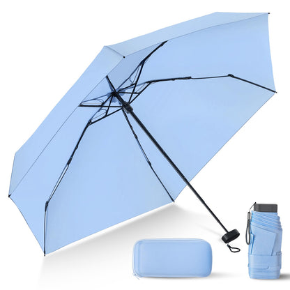 Mini Umbrella for Travel with Case Small Compact Sun Rain Tiny for Purse