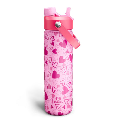 ENCOOL Insulated Water Bottle with Straw Stainless Steel Water Bottle, Leak-Proof, BPA-Free, Double Wall Vacuum Keeps Cold for 24 Hours for Sports, Travel, School (26 oz, Black Night)