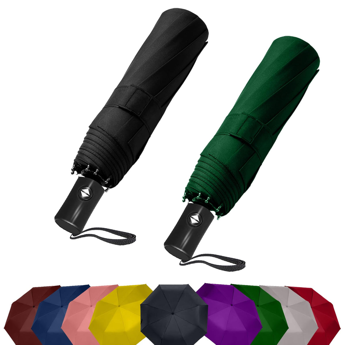 SIEPASA Compact Travel Umbrella - Windproof Auto Open/Close, Small Folding Umbrella for Rain - Lightweight & Durable with Fiberglass Frame, Waterproof Canopy - Fits Backpack, Purse, Suitcase. (Black)