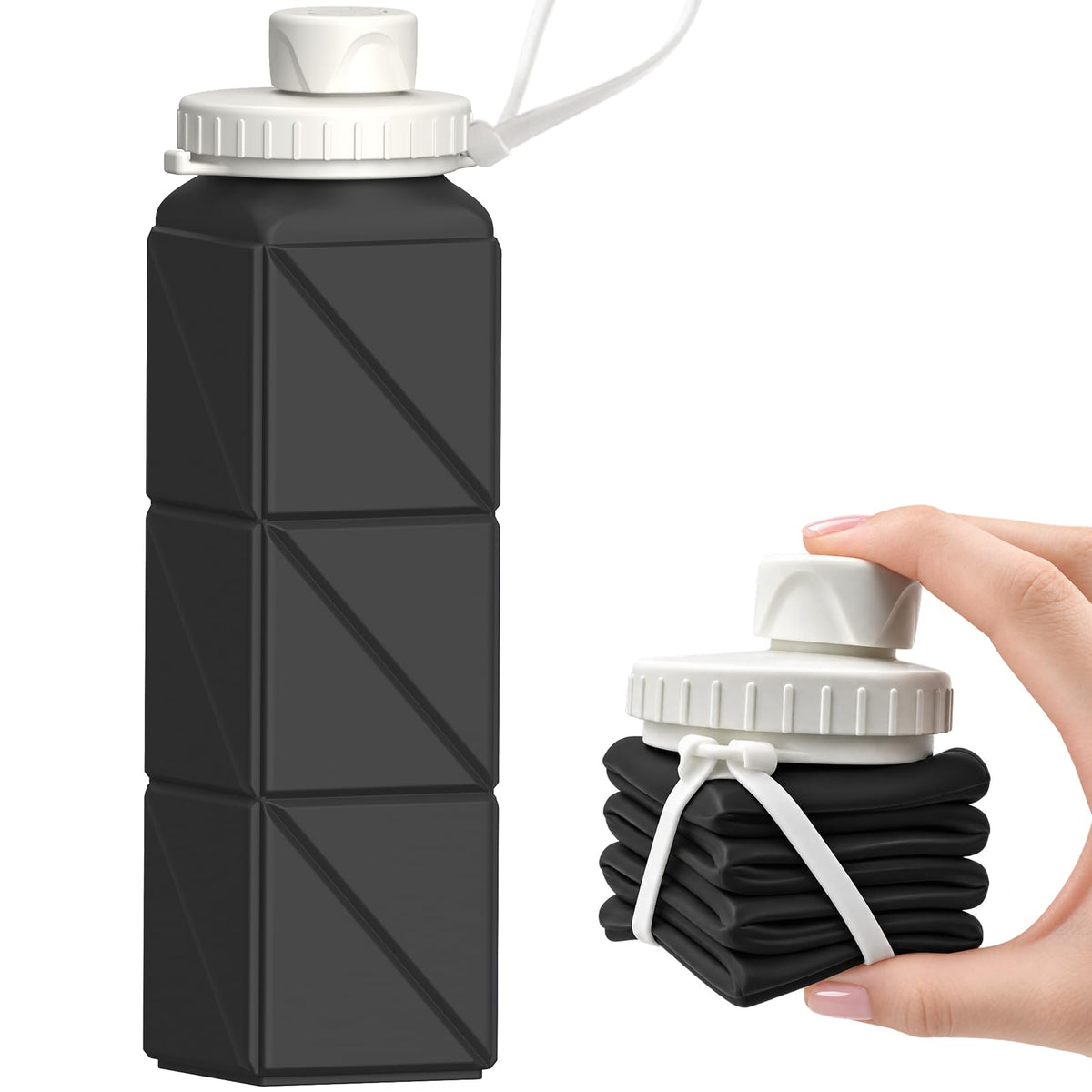 BEAUTAIL Collapsible Water Bottles 21oz/610mL, Silicone Travel Water Bottle