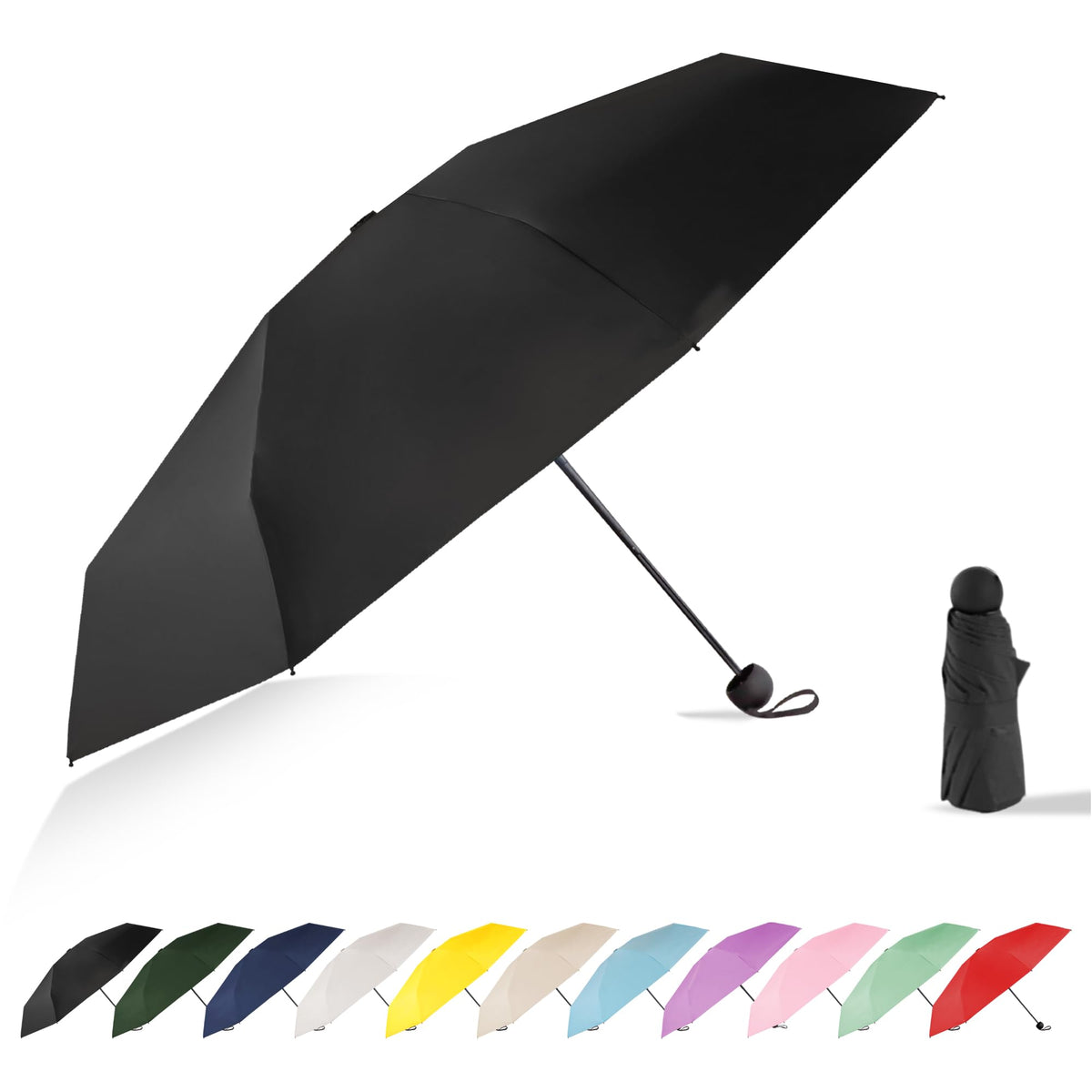 Mini Travel Umbrella Compact Small Size, UV Protection for Sun & Rain, Lightweight Folding, Wind Resistant, Small Backpack Purse Size for Women Kids