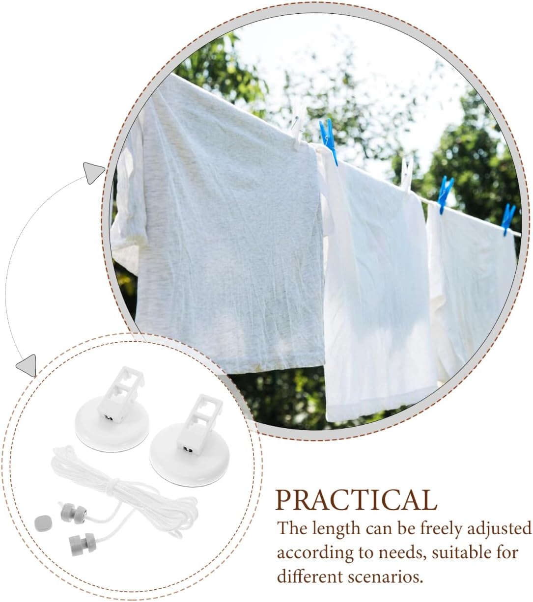 Garneck 5m Portable Clothesline Set with Suction Cups: Retractable PVC Clothes Line Easy-to-Hang for Travel Outdoor Laundry Rope for Camping Indoor Hotels Rvs