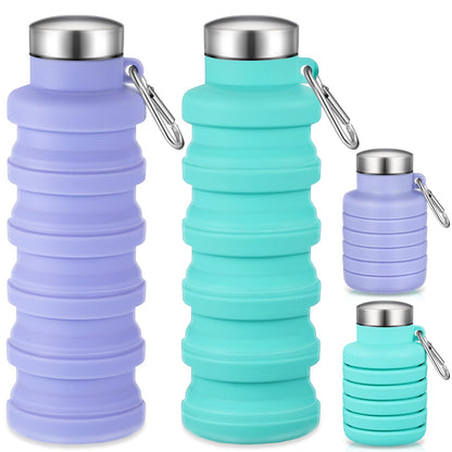 Baderke 2 Pcs Collapsible Water Bottles, 17oz, Black, Gray White