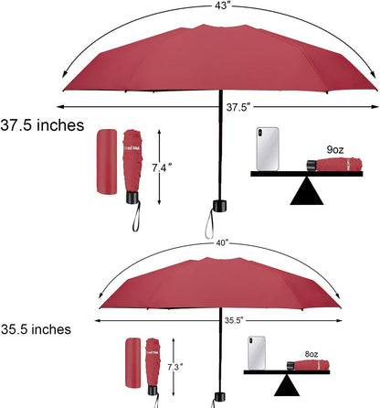 TradMall Mini Travel Umbrella, Portable Lightweight Compact Parasol with 95% UV Protection for Sun & Rain