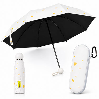 Mini Travel Umbrella, UPF 50+ Purse Umbrella with Case and Carabiner