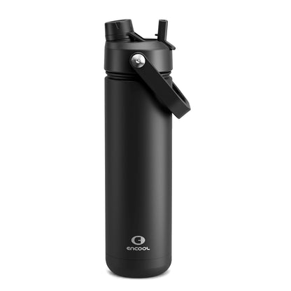 ENCOOL Insulated Water Bottle with Straw Stainless Steel Water Bottle, Leak-Proof, BPA-Free, Double Wall Vacuum Keeps Cold for 24 Hours for Sports, Travel, School (26 oz, Black Night)