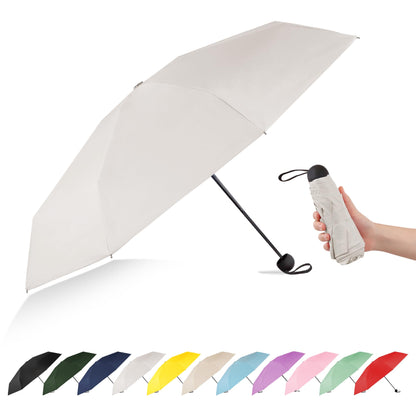 Mini Travel Umbrella Compact Small Size, UV Protection for Sun & Rain, Lightweight Folding, Wind Resistant, Small Backpack Purse Size for Women Kids