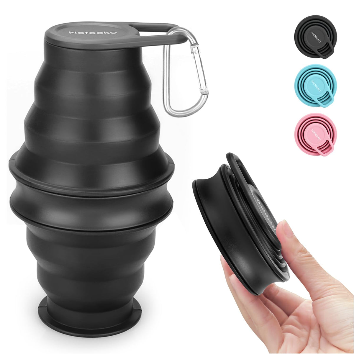 Nefeeko Collapsible Water Bottle, BPA Free Silicone Foldable Water Bottles
