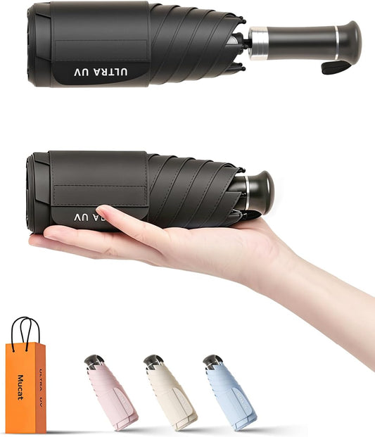 Mucat Mini Travel Umbrella with Retractable Handle