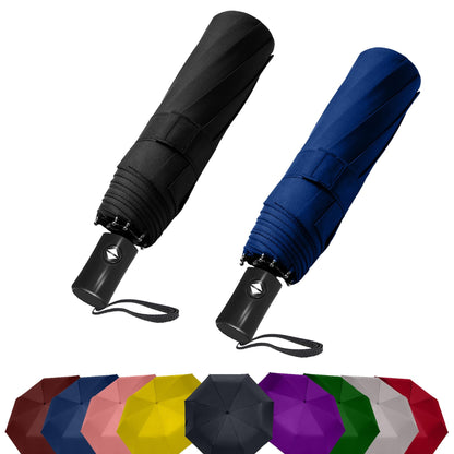 SIEPASA Compact Travel Umbrella - Windproof Auto Open/Close, Small Folding Umbrella for Rain - Lightweight & Durable with Fiberglass Frame, Waterproof Canopy - Fits Backpack, Purse, Suitcase. (Black)