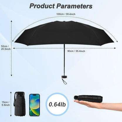 Mini Travel Umbrella, Ultra Waterproof Flat Compact Small for Pocket Purse