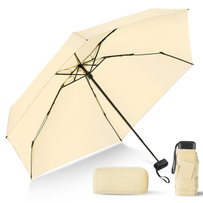 Mini Umbrella for Travel with Case Small Compact Sun Rain Tiny for Purse