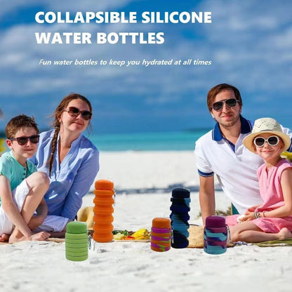 Collapsible Water Bottles 2 Pack 500ml (Orange+Rose Red)