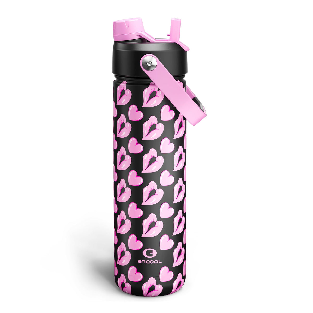 ENCOOL Insulated Water Bottle with Straw Stainless Steel Water Bottle, Leak-Proof, BPA-Free, Double Wall Vacuum Keeps Cold for 24 Hours for Sports, Travel, School (26 oz, Black Night)