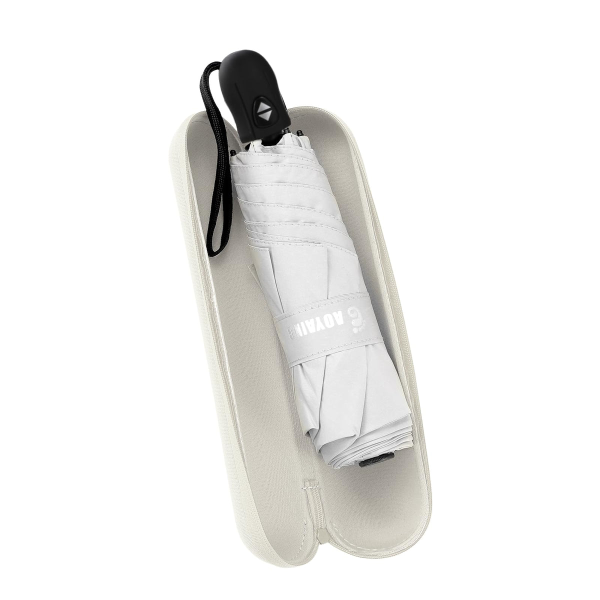 GAOYAING Compact Auto Travel Umbrella - 10.3" Folded, UPF 50+ UV Protection, Lightweight 9.3oz with Case