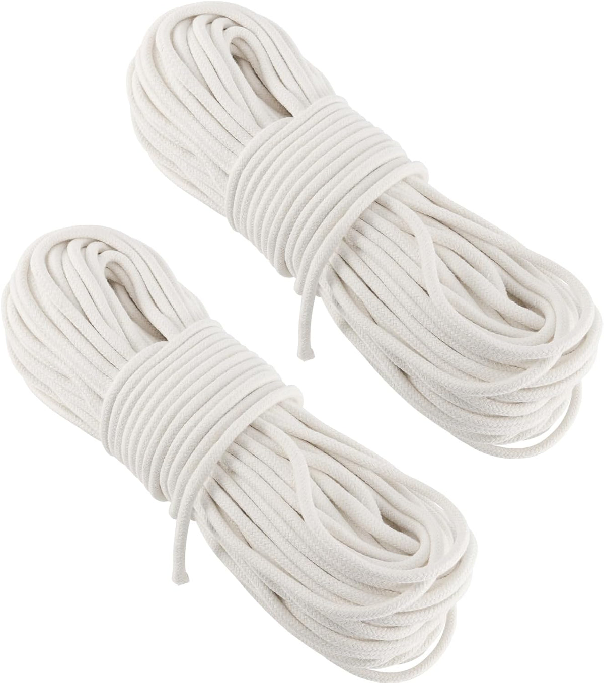 FUNSUEI 2PCS 5/32 Inch 328 Feet White Cotton Clothesline Rope, Cotton Clothesline Cord, Natural Rope for Clothes Hanging, Plant Hanger, Knitting Crafts