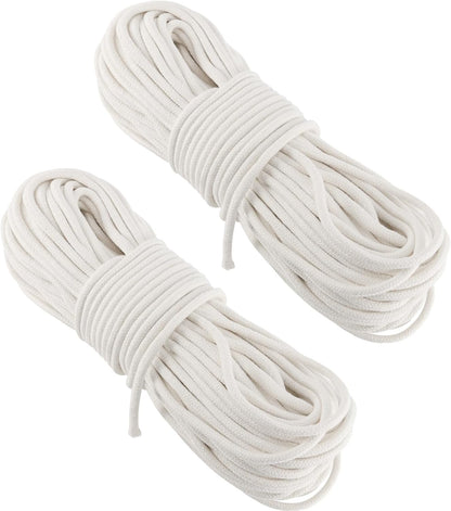 FUNSUEI 2PCS 5/32 Inch 328 Feet White Cotton Clothesline Rope, Cotton Clothesline Cord, Natural Rope for Clothes Hanging, Plant Hanger, Knitting Crafts