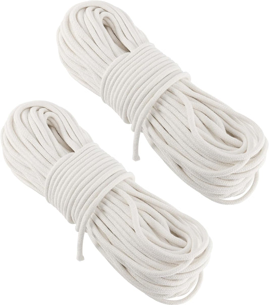 FUNSUEI 2PCS 5/32 Inch 328 Feet White Cotton Clothesline Rope, Cotton Clothesline Cord, Natural Rope for Clothes Hanging, Plant Hanger, Knitting Crafts