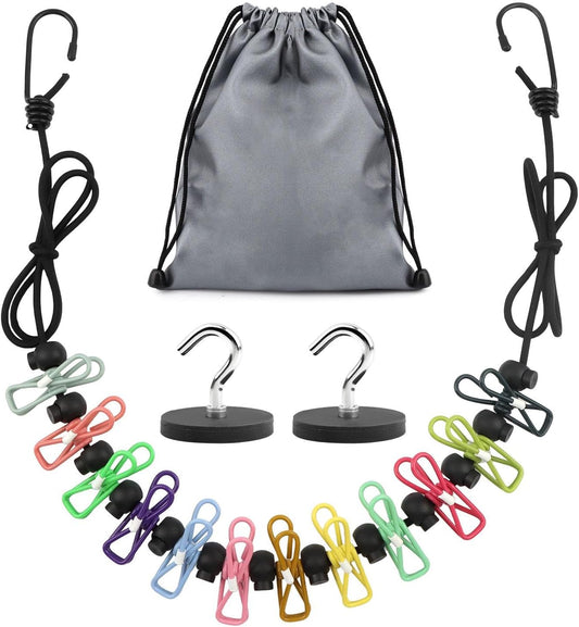 Magnetic Clothesline for Cruise Ship Cabin,Travel Clothesline with 12 Clips